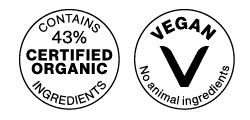 Certified organic and vegan